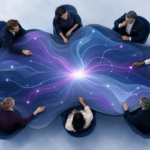 Un modelo de datos se integra con relaciones humanas para mostrar el impacto de las decisiones.
